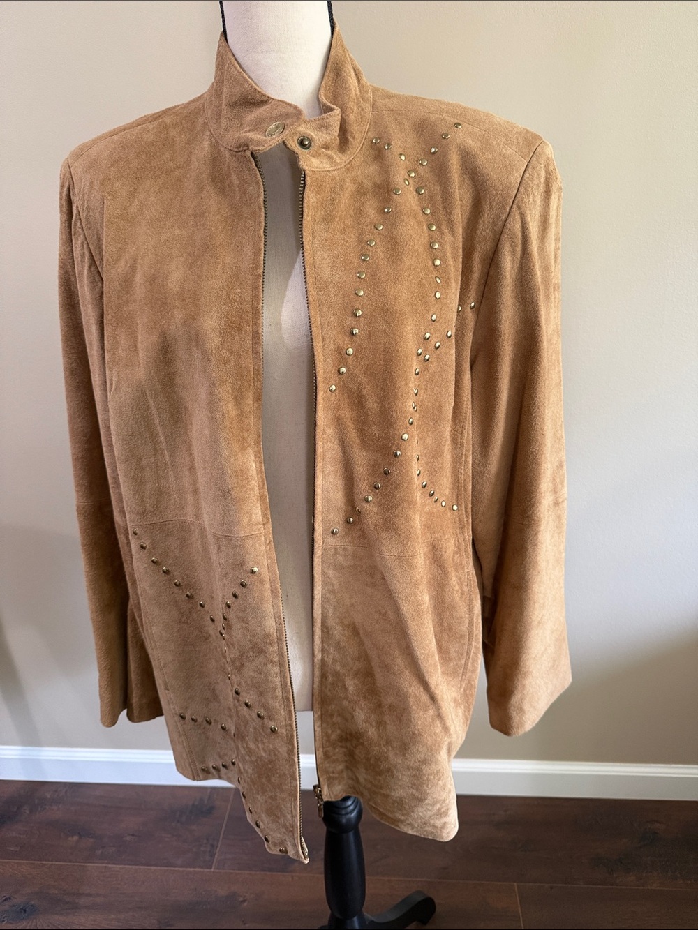Women's Leather Suede Studded Jacket Size Large